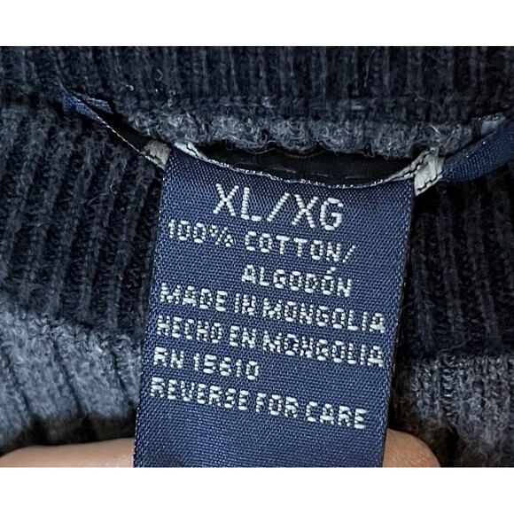 Dockers Mens XL Ribbed Knit Gray Black Long Sleeve Pullover Sweater 100% Cotton - Picture 3 of 4